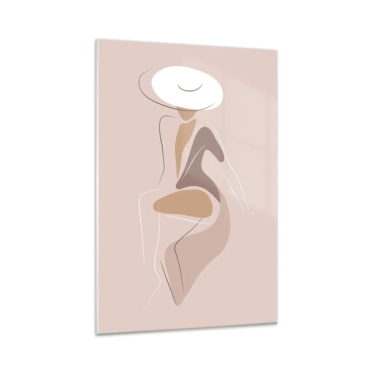 Cuadro sobre vidrio - Impresiones sobre Vidrio - Silueta minimalista de una mujer con sombrero. - 80x120cm - Una auténtica dama - Decoración de pared moderna para salón y dormitorio ARTTOR