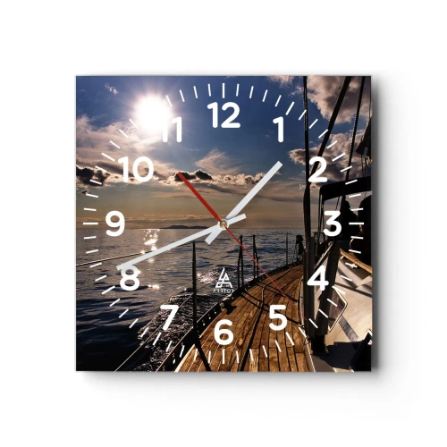 Reloj de pared - Reloj de vidrio - Bajo las velas hacia el sol - 40x40 cm
