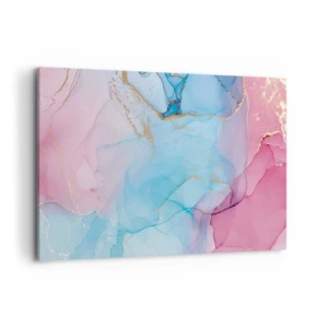 Cuadro sobre lienzo - Impresión de Imagen - Patrones abstractos pastel con acentos dorados - 120x80cm - Reuniones y encuentros de colores - Decoración de pared moderna para salón y dormitorio ARTTOR