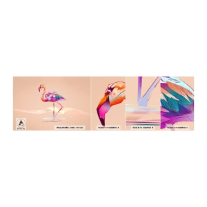 Muestra de fotomural autoadhesivo Deluxe Sticker - Pájaro de las buenas emociones - Flamenco, Pájaro, Abstracción - 100x30 cm
