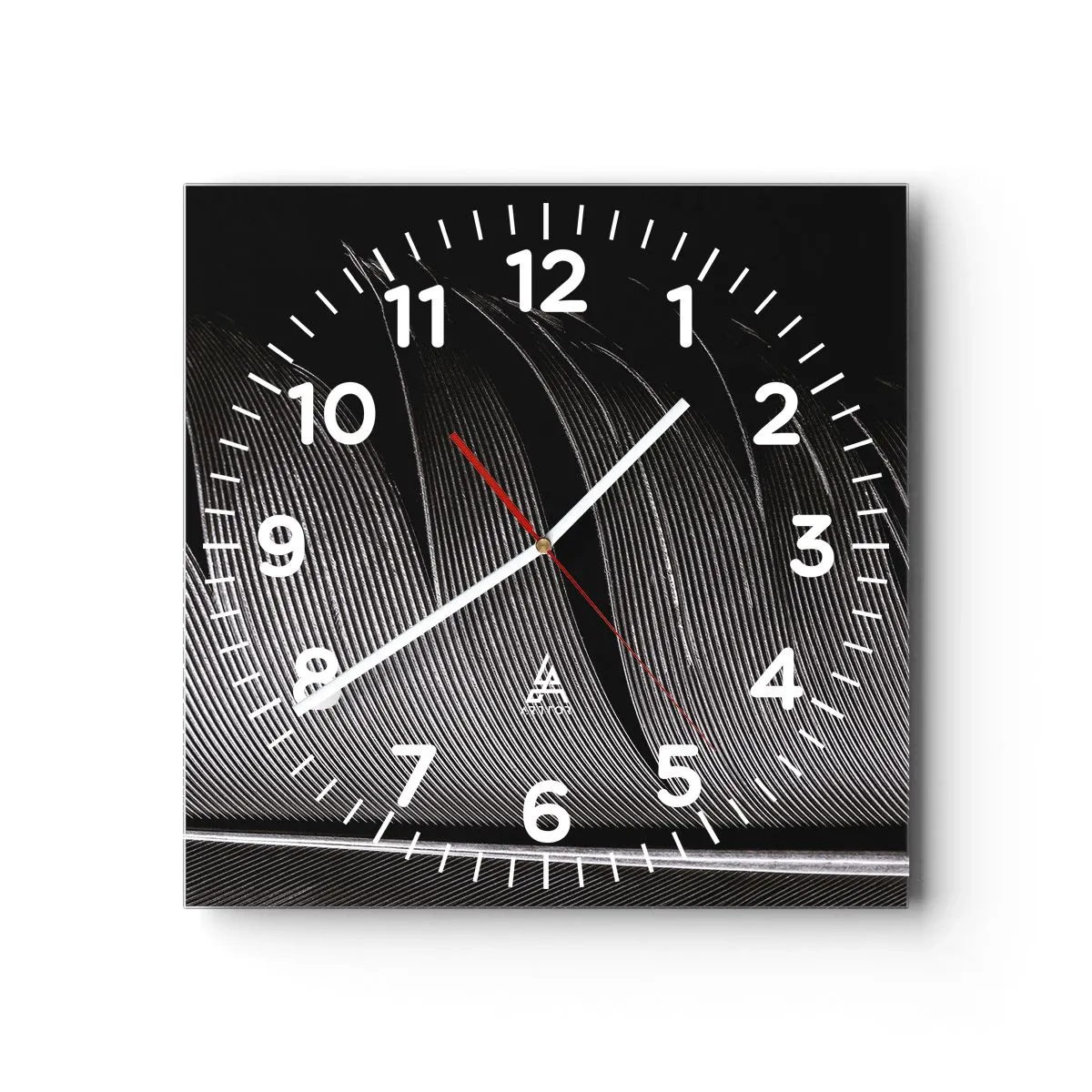 Reloj de pared - Reloj de vidrio - Pluma - una construcción maravillosa - 40x40 cm