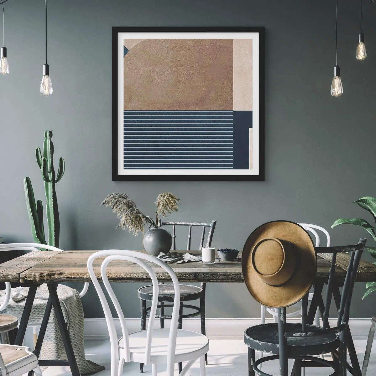 Póster en marco negro - Composición de sencillez y redondez - 60x60 cm