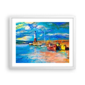 Póster en marco blanco - Tarde en la bahía del arco iris - 50x40 cm