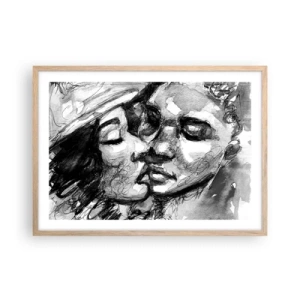 Póster en marco roble claro - Un momento tierno - 70x50 cm