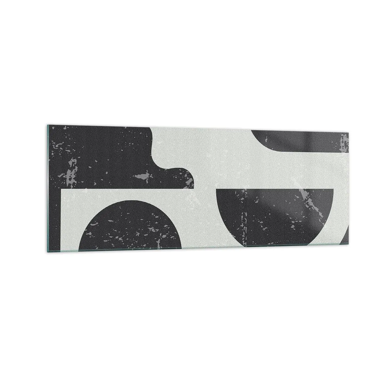 Cuadro sobre vidrio - Impresiones sobre Vidrio - Patrones geométricos en tonos negros y grises. - 140x50cm - Composición arriba y abajo - Decoración de pared moderna para salón y dormitorio ARTTOR