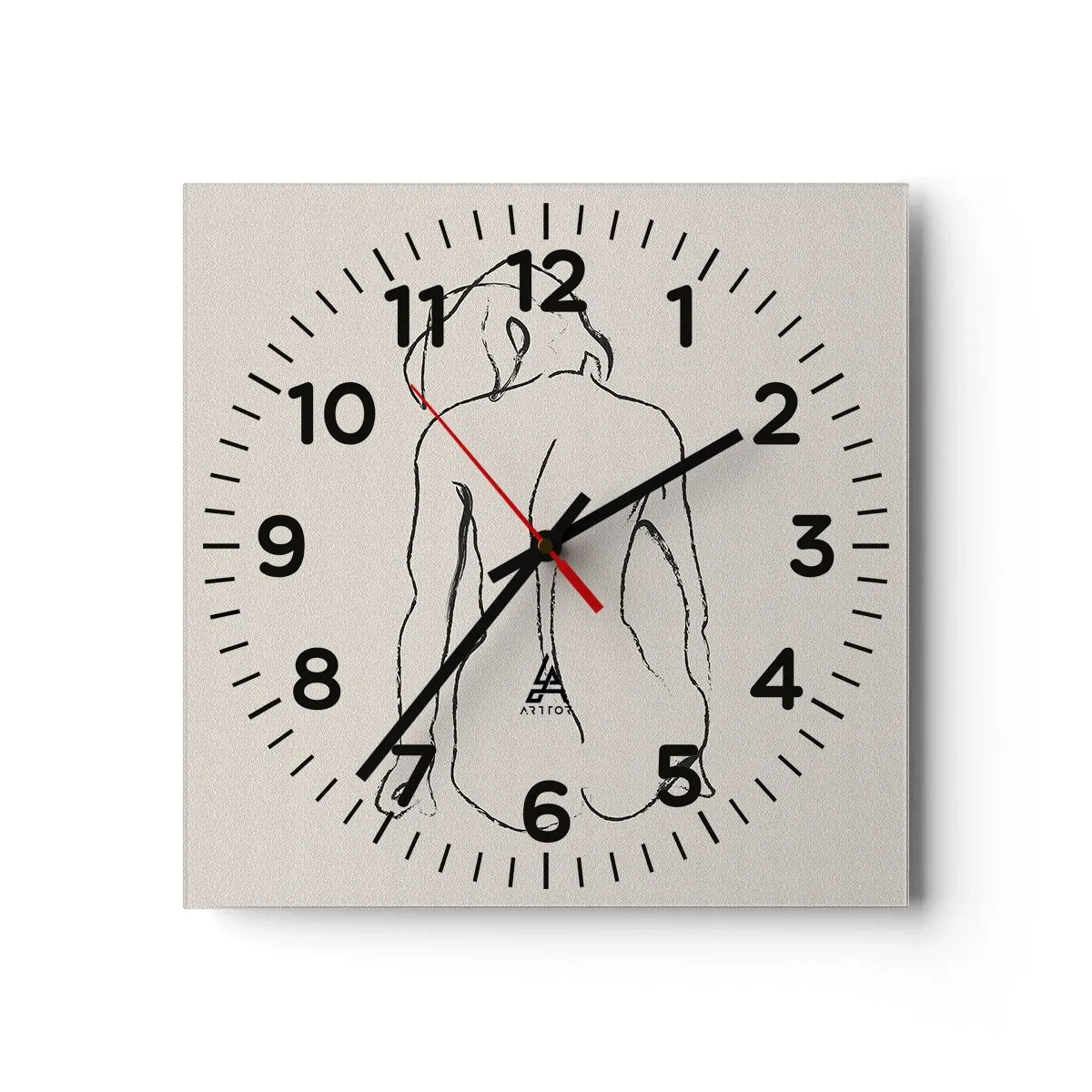Reloj de pared - Reloj de vidrio - Esbozos de una espalada - 40x40 cm