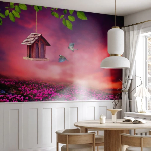 Fotomural Premium Sand - Invitación a una cena - Paisaje, flores, Pajarera - 150x105 cm