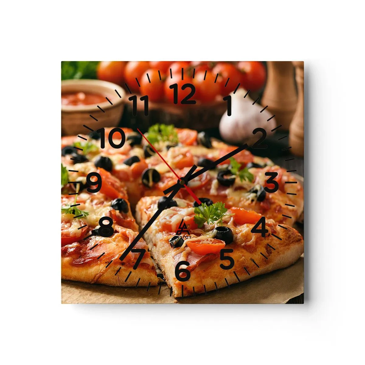 Reloj de pared - Reloj de vidrio - Delicioso aroma - 30x30 cm