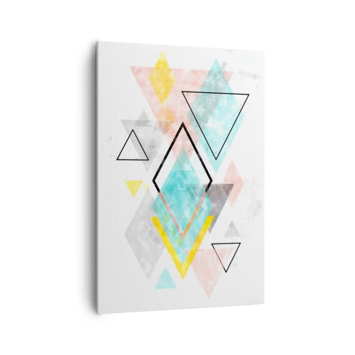 Cuadro sobre lienzo - Impresión de Imagen - Patrones geométricos coloridos sobre un fondo blanco - 70x100cm - Un juego geométrico - Decoración de pared moderna para salón y dormitorio ARTTOR