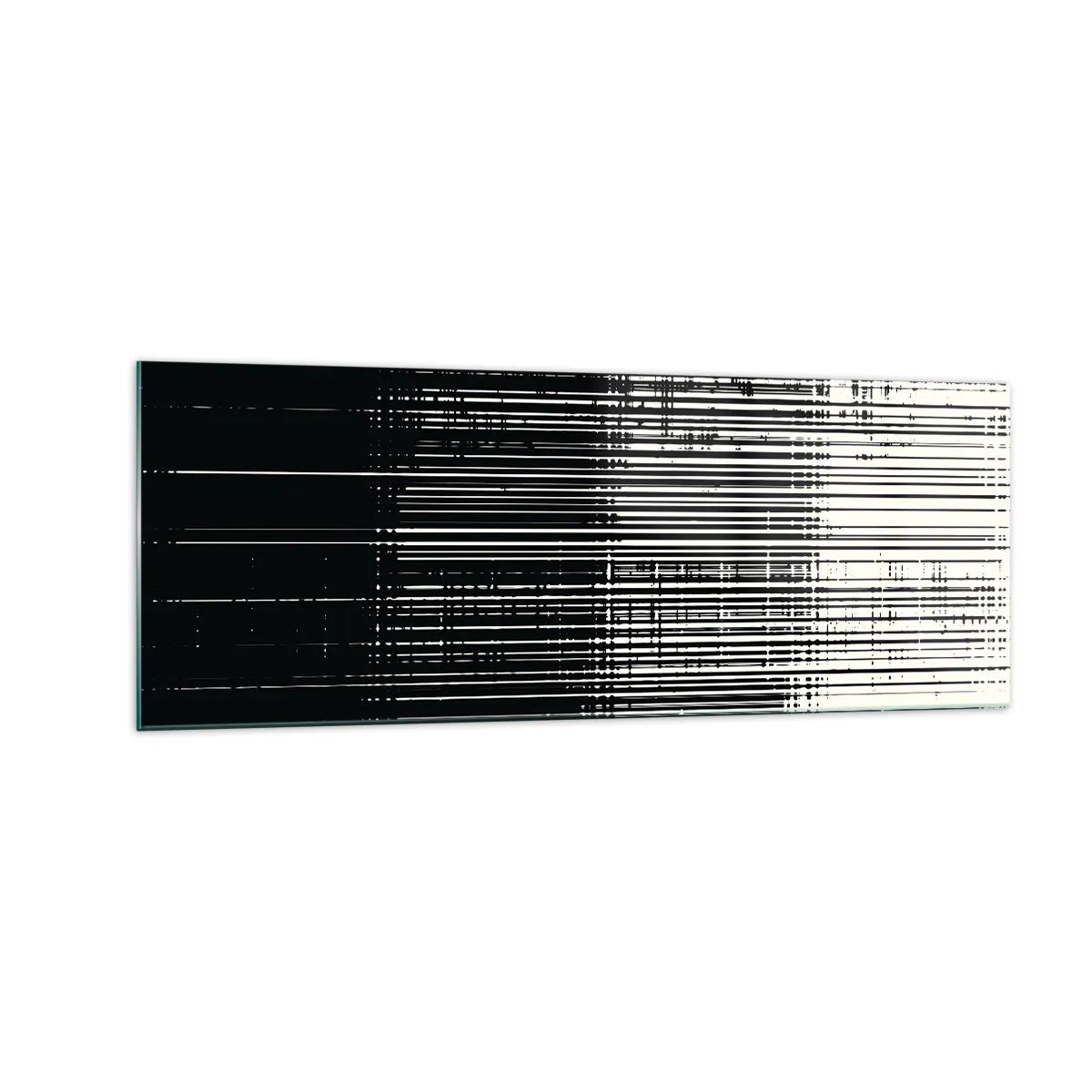 Cuadro sobre vidrio - Impresiones sobre Vidrio - Composición abstracta de líneas en blanco y negro contrastantes. - 140x50cm - Ondas y vibraciones - Decoración de pared moderna para salón y dormitorio ARTTOR