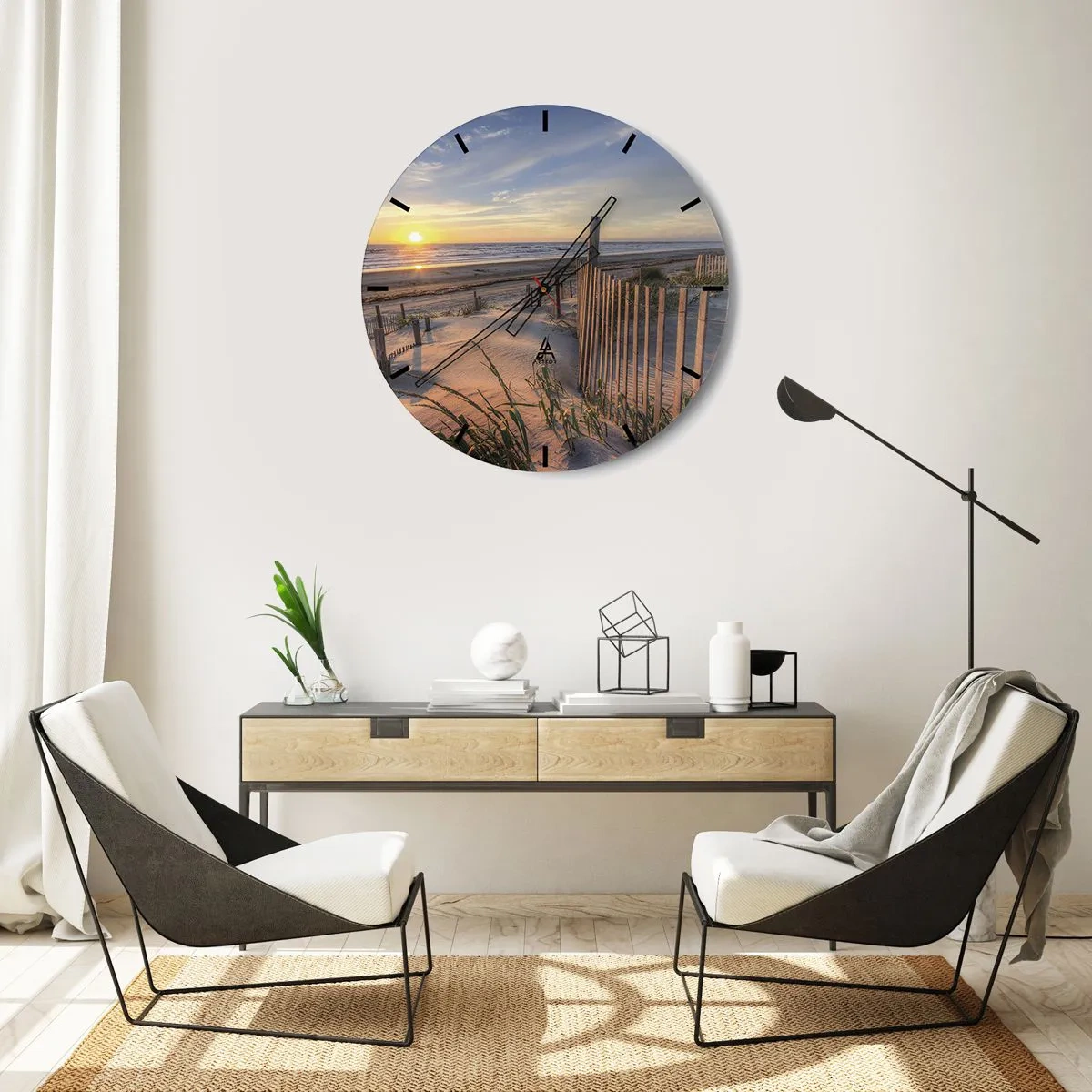 Reloj de pared - Reloj de vidrio - El resplandor y la sombra del viento - 40x40 cm