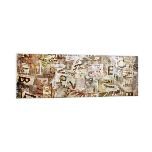 Cuadro sobre vidrio - Impresiones sobre Vidrio - Composición abstracta con letras y fragmentos de texto. - 160x50cm - Unificando el lenguaje - Decoración de pared moderna para salón y dormitorio ARTTOR