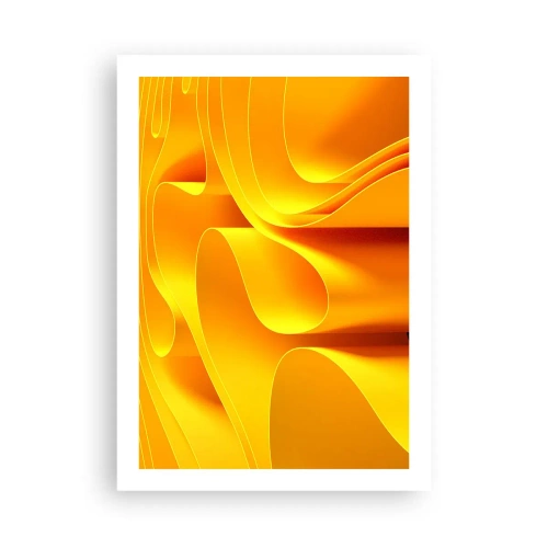 Póster - Una composición abstracta en tonos dorados y naranjas. - 50x70cm - Como las olas del sol - Decoración de pared moderna para salón y dormitorio ARTTOR
