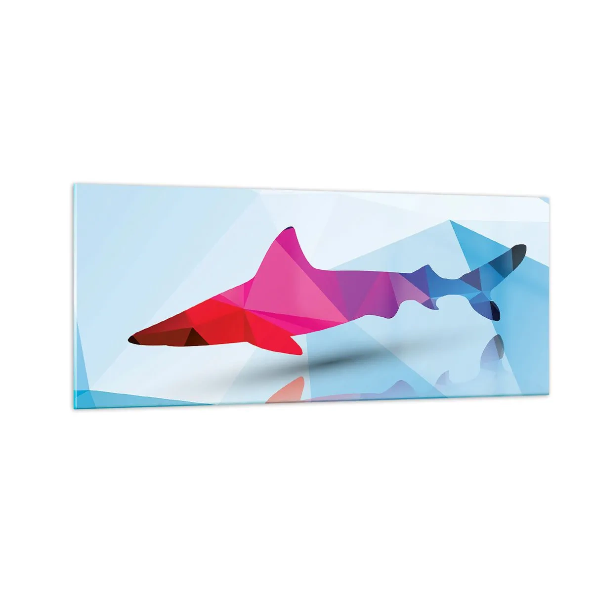 Cuadro sobre vidrio - Impresiones sobre Vidrio - Tiburón en espacio cristalino - 100x40 cm