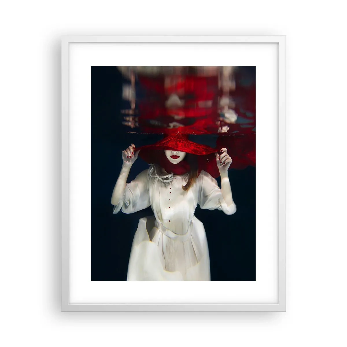 Póster en marco blanco - Blanco y rojo - 40x50 cm