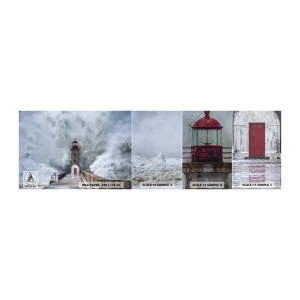 Muestra de fotomural autoadhesivo Deluxe Sticker - El rugido de las aguas, la fuerza del viento - Faro, Paisaje, Océano - 100x30 cm