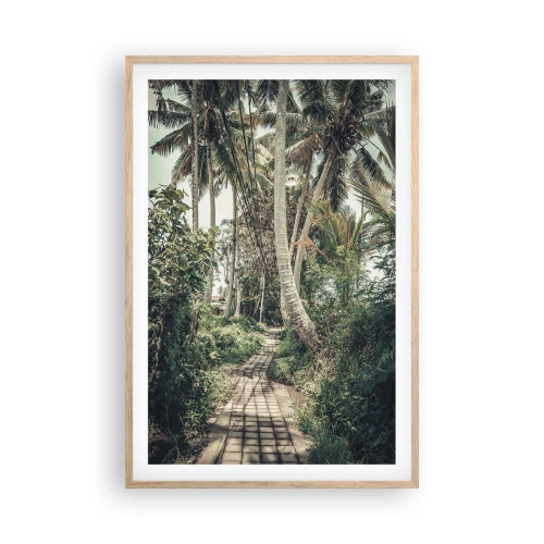 Póster en marco roble claro - Avenida de palmeras - 61x91 cm