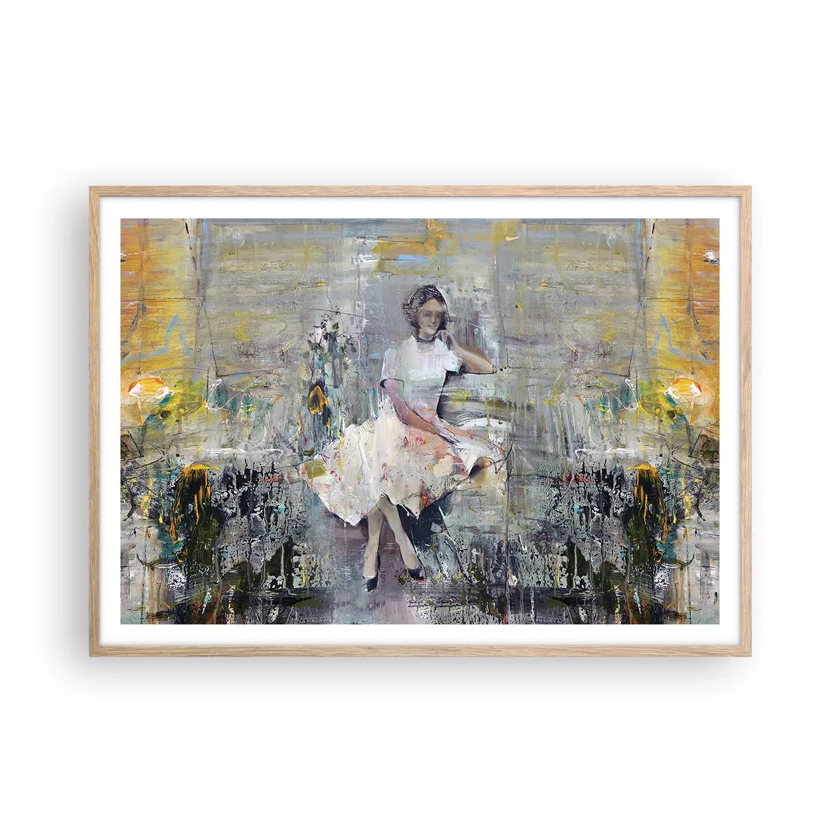 Póster en marco roble claro - Clásica y moderna - 100x70 cm