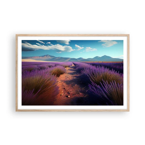 Póster en marco roble claro - Campos fragantes - 91x61 cm