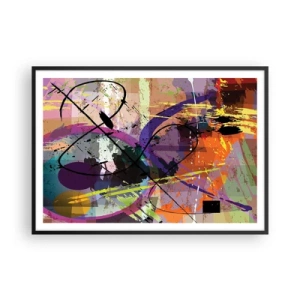 Póster en marco negro - Un patrón abstracto colorido con líneas y formas dinámicas. - 100x70cm - Siempre hay más de un camino - Decoración de pared moderna para salón y dormitorio ARTTOR