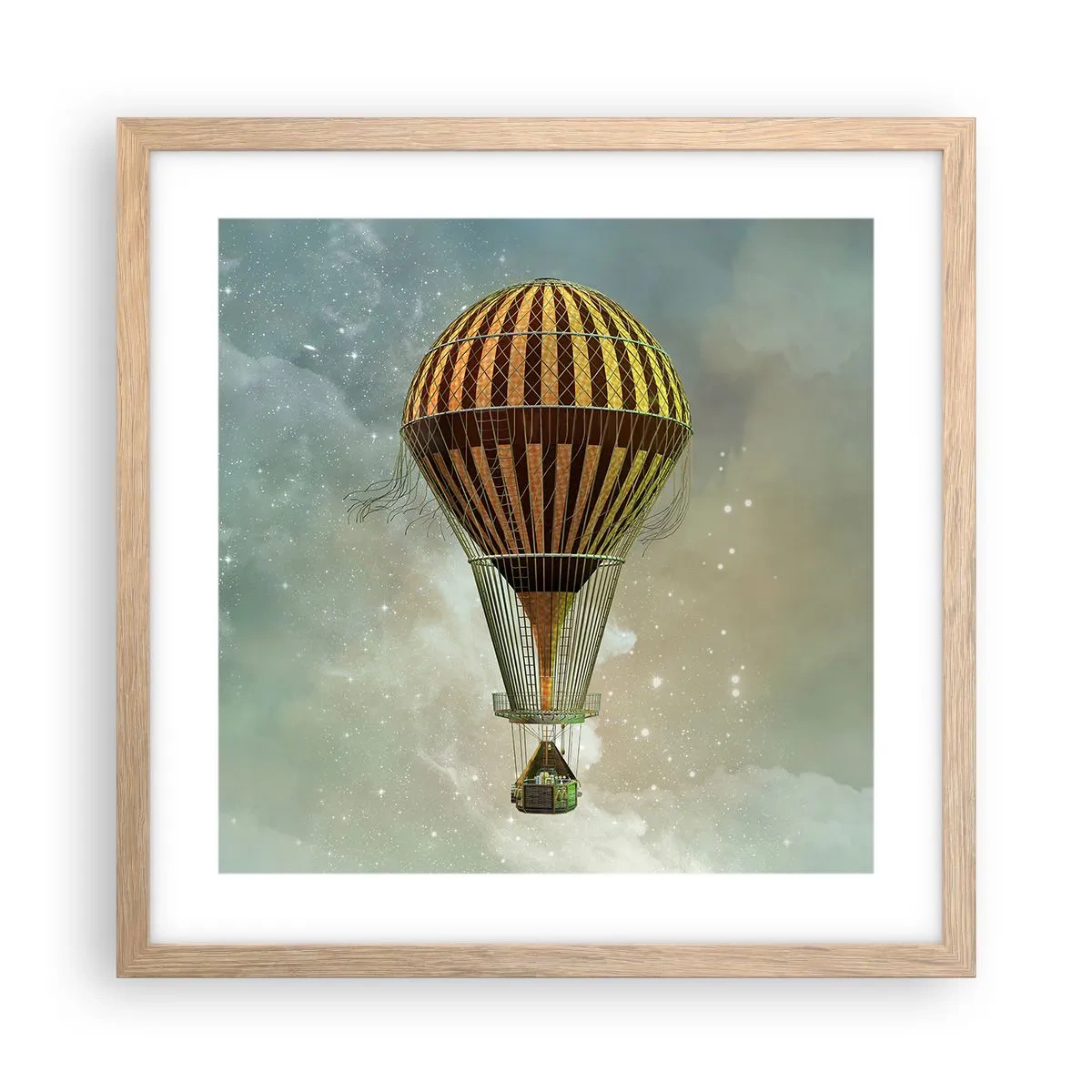 Póster en marco roble claro - Vuelos pioneros - 40x40 cm