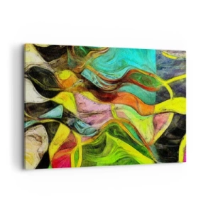 Cuadro sobre lienzo - Impresión de Imagen - Una composición abstracta con manchas de colores y líneas dinámicas. - 100x70cm - El movimiento es la vida - Decoración de pared moderna para salón y dormitorio ARTTOR