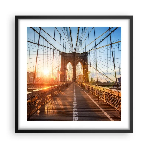 Póster en marco negro - En el puente dorado - 50x50 cm