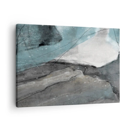 Cuadro sobre lienzo - Impresión de Imagen - Composición abstracta en tonos grises y azules. - 70x50cm - Abstracción: rocas y hielo - Decoración de pared moderna para salón y dormitorio ARTTOR