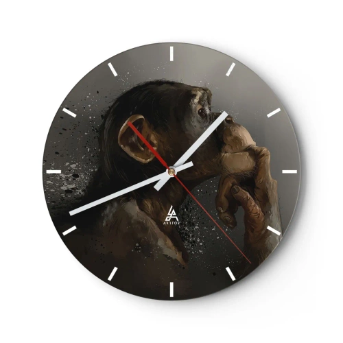 Reloj de pared - Reloj de vidrio - La evolución del pensador - 40x40 cm