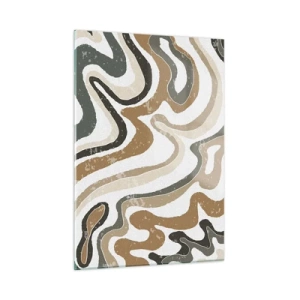Cuadro sobre vidrio - Impresiones sobre Vidrio - Patrón abstracto en colores terrosos - 50x70cm - Meandros de colores terrosos - Decoración de pared moderna para salón y dormitorio ARTTOR