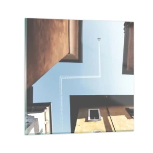 Cuadro sobre vidrio - Impresiones sobre Vidrio - Por encima del laberinto urbano - 30x30 cm