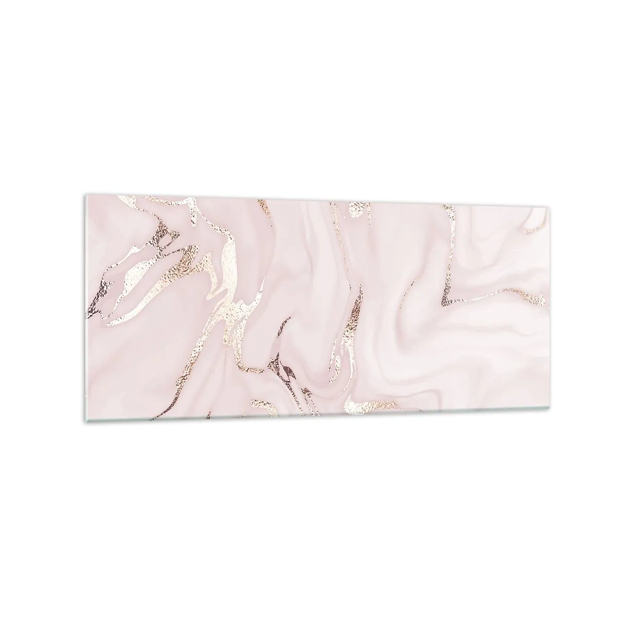 Cuadro sobre vidrio - Impresiones sobre Vidrio - Elegante abstracción en tonos rosa y dorado. - 120x50cm - En rosa - Decoración de pared moderna para salón y dormitorio ARTTOR