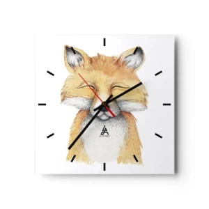 Reloj de pared - Reloj de vidrio - Humor de zorro - 40x40 cm