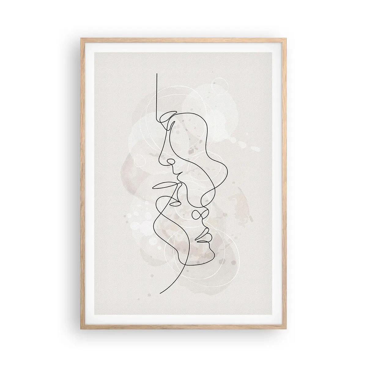 Póster en marco roble claro - En un abrazo - 70x100 cm