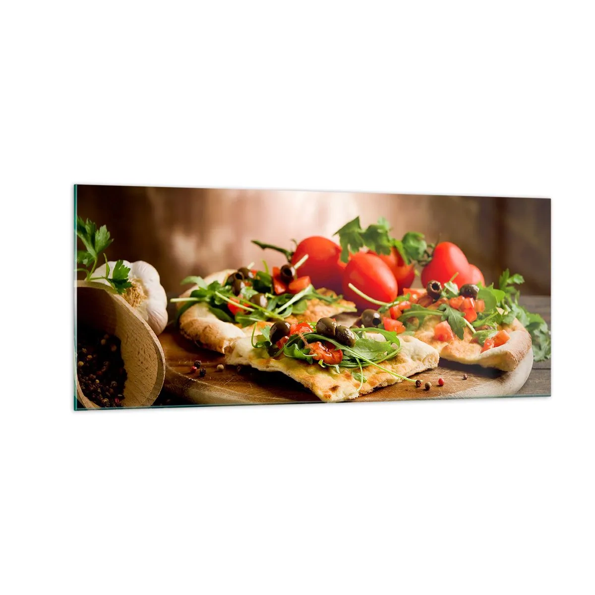 Cuadro sobre vidrio - Impresiones sobre Vidrio - Directamente del horno y del jardín - 100x40 cm