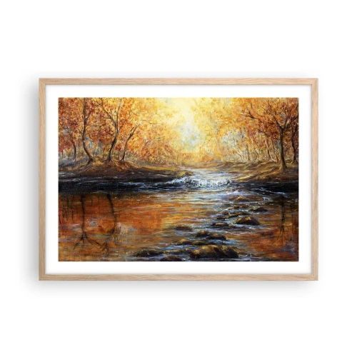 Póster en marco roble claro - Arroyo de oro - 70x50 cm