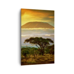 Cuadro sobre lienzo - Impresión de Imagen - Paisaje africano con el Kilimanjaro al amanecer - 80x120cm - El sueño del viajero - Decoración de pared moderna para salón y dormitorio ARTTOR