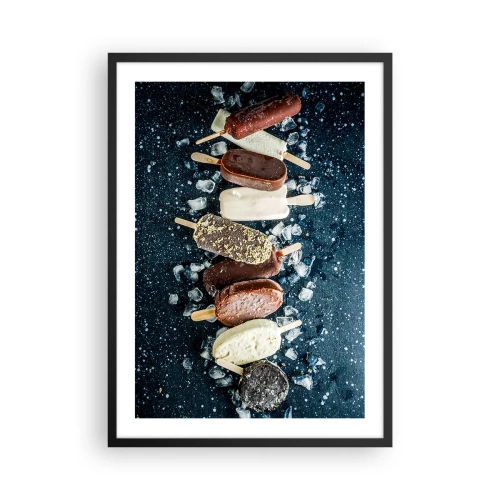 Póster en marco negro - Paletas variadas rodeadas de hielo contra un cielo oscuro - 50x70cm - El sabor del verano caluroso - Decoración de pared moderna para salón y dormitorio ARTTOR