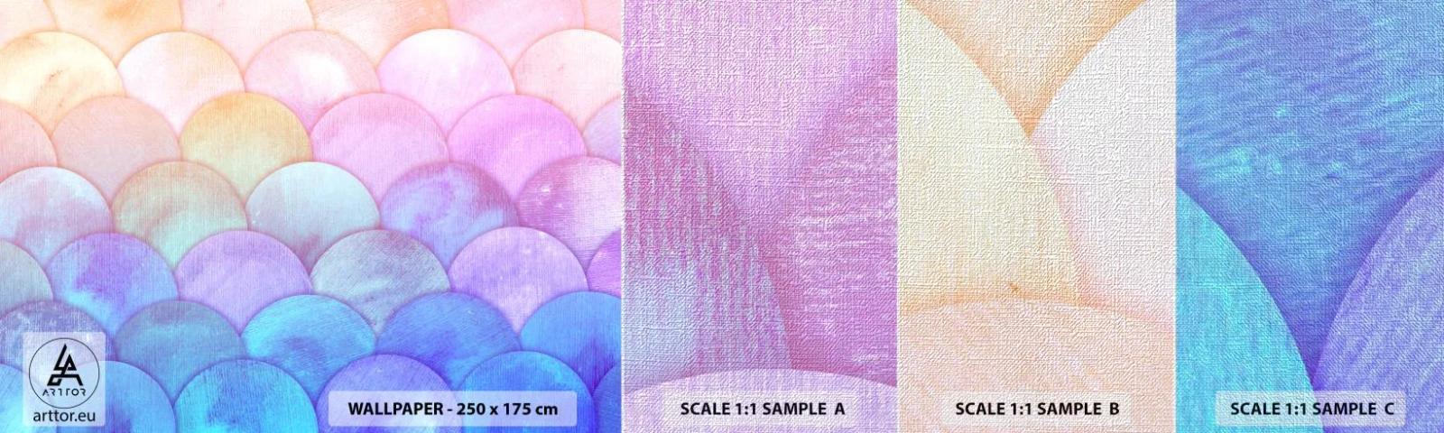 Muestra de fotomural Premium Canvas - Concha de perla - Pastel, Burbujas, Escamas - 100x30 cm