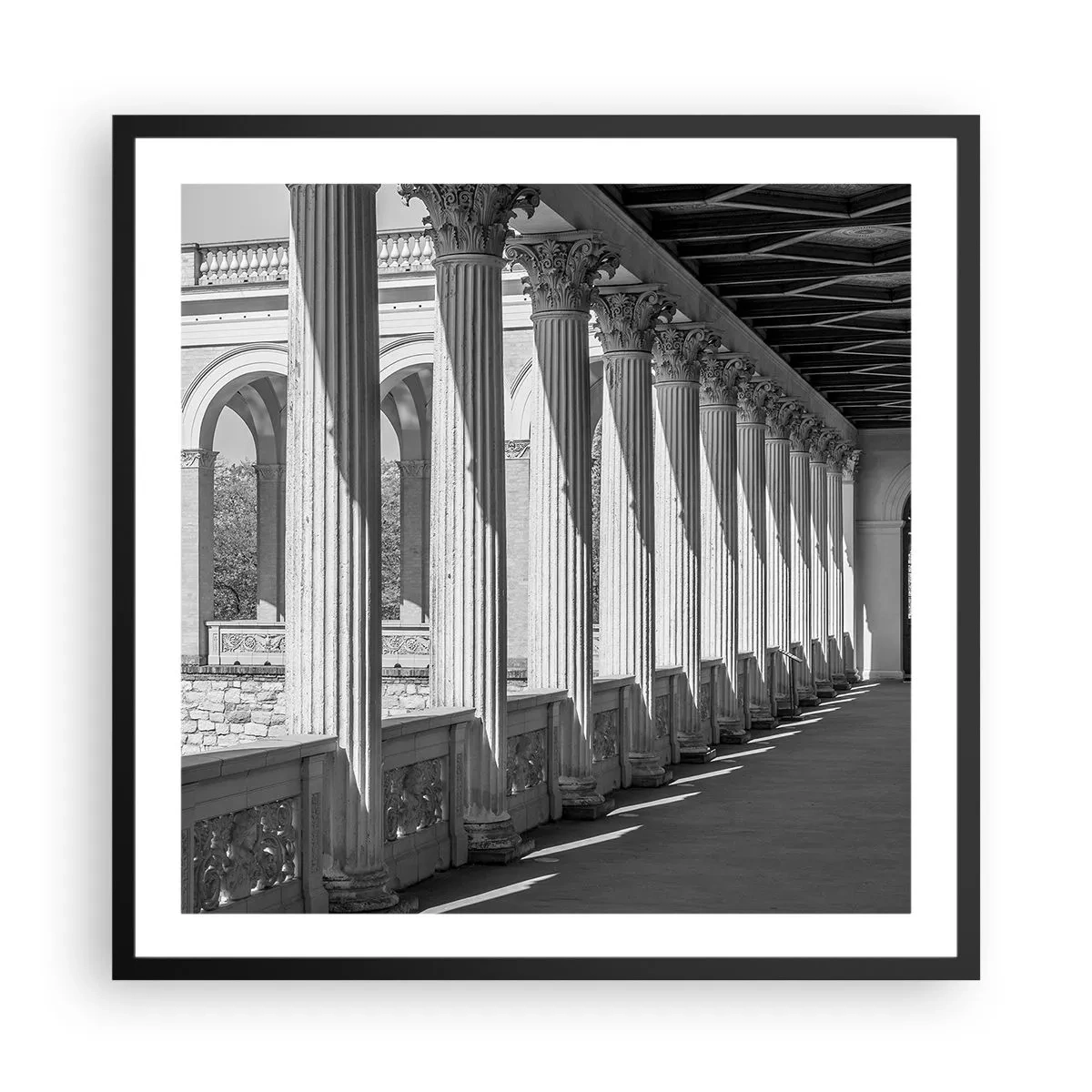 Póster en marco negro - Galería soleada - 60x60 cm