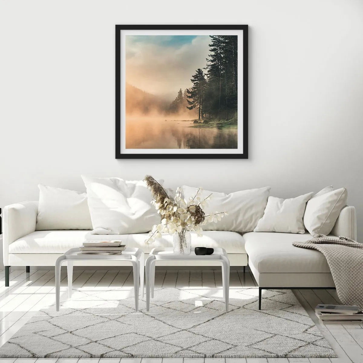 Póster en marco negro - El nacimiento de un día - 60x60 cm