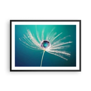 Póster en marco negro - Macro de una gota de agua sobre una delicada semilla de diente de león. - 70x50cm - Momento místico - Decoración de pared moderna para salón y dormitorio ARTTOR