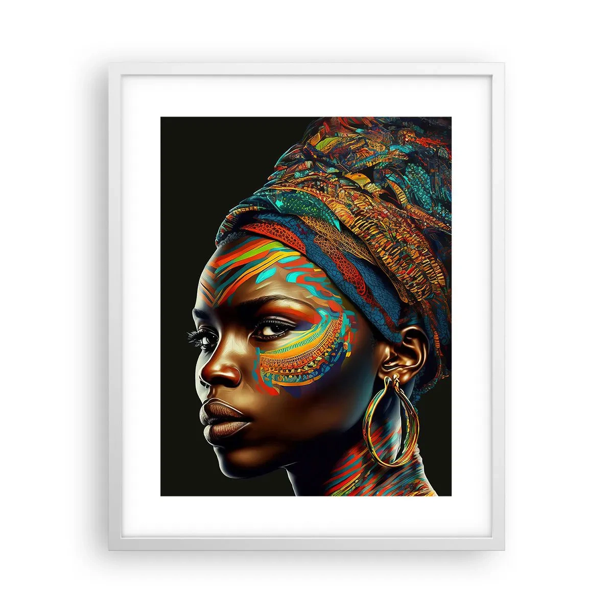 Póster en marco blanco - Reina africana - 40x50 cm