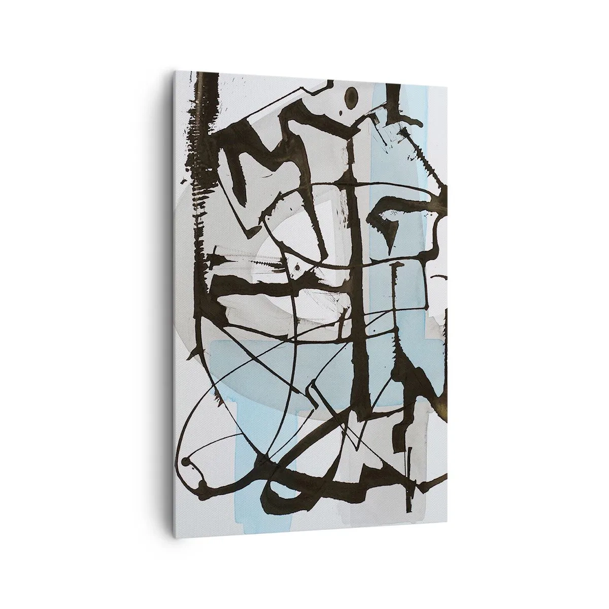 Cuadro sobre lienzo - Impresión de Imagen - Líneas y formas abstractas en azul y negro. - 80x120cm - Azul a pesar de todo - Decoración de pared moderna para salón y dormitorio ARTTOR