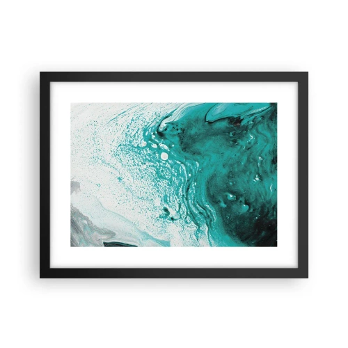 Póster en marco negro - Disolución en blanco y turquesa - 40x30 cm