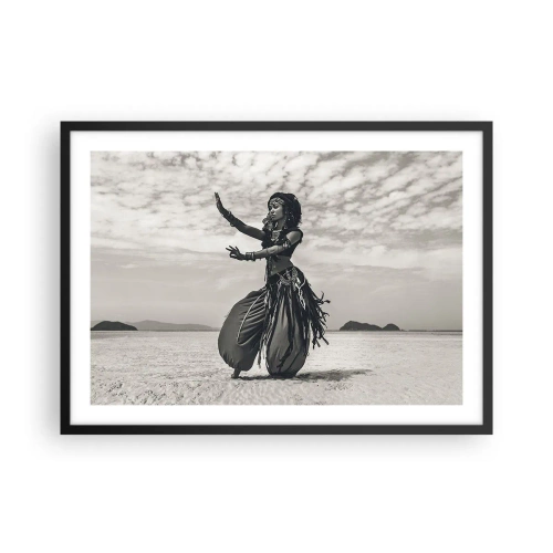 Póster en marco negro - Bailarina exótica con el desierto como telón de fondo - 70x50cm - Danza de las Islas del Sur - Decoración de pared moderna para salón y dormitorio ARTTOR