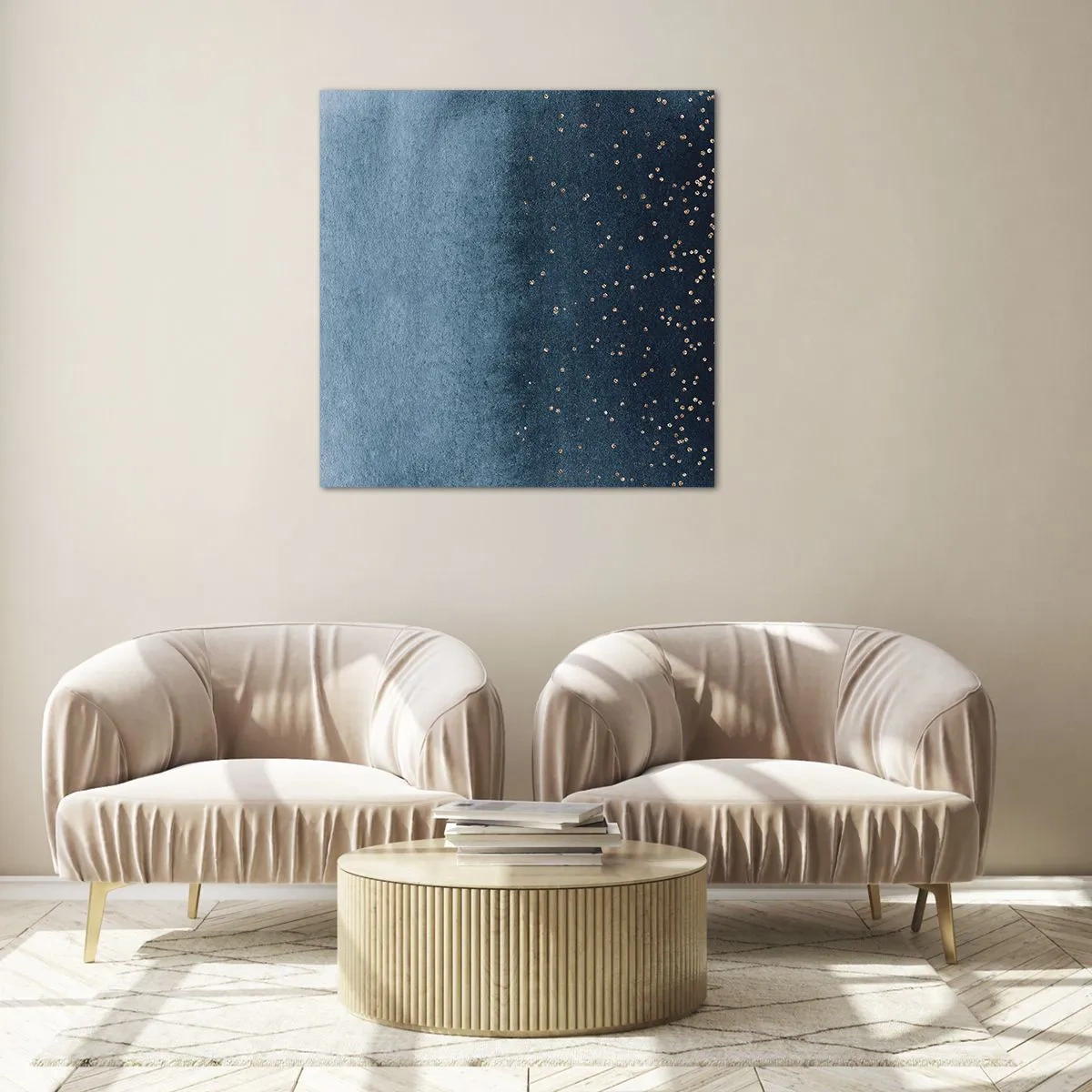 Cuadro sobre vidrio - Impresiones sobre Vidrio - Composición - fases azules - 40x40 cm