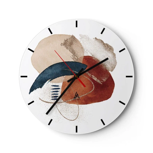 Reloj de pared - Reloj de vidrio - Composición ovalada - 40x40 cm