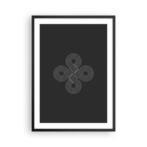 Póster en marco negro - Símbolo geométrico sobre fondo negro - 50x70cm - El espíritu celta - Decoración de pared moderna para salón y dormitorio ARTTOR