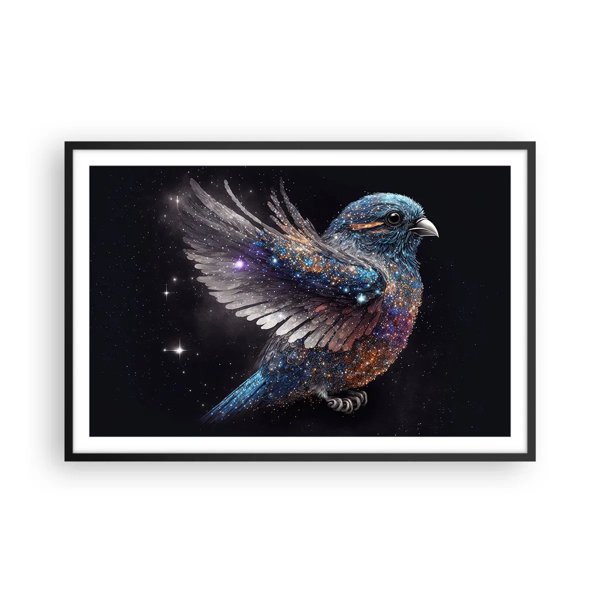 Póster en marco negro - Gorrión de diamante - 91x61 cm